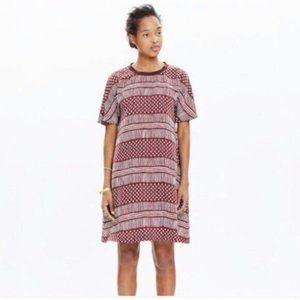 Madewell Tile Tee Dress Burgundy Wave Dot Printed A-line OVERSIZED
